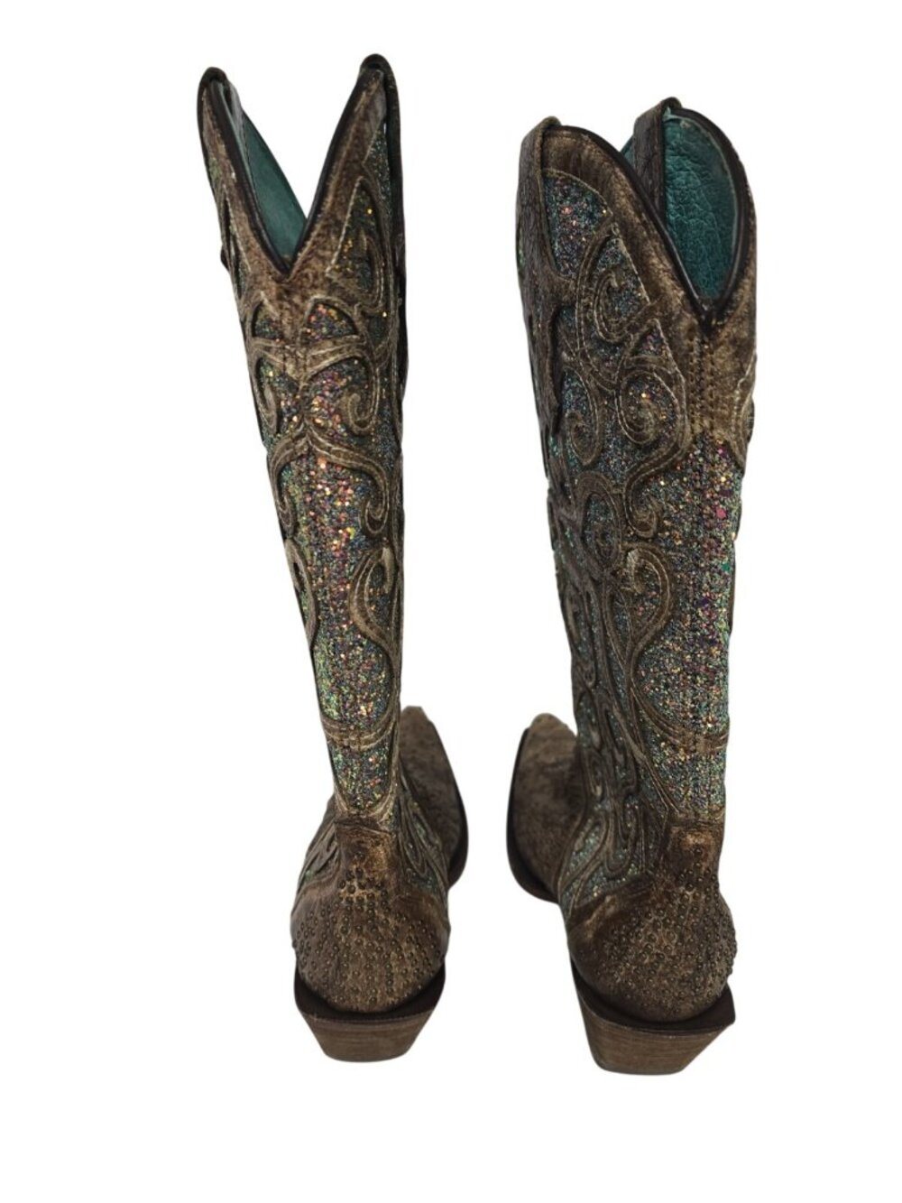 Corral Women's Studded C3467 Glitter Cowboy Western Boot Brown Purple Size 6.5M - Picture 3 of 7